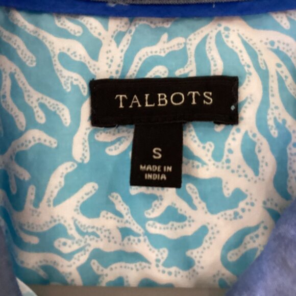 Talbots Blue Coral Button Down Semi Fitted Long Sleeve Casual Shirt Size S - Picture 3 of 8
